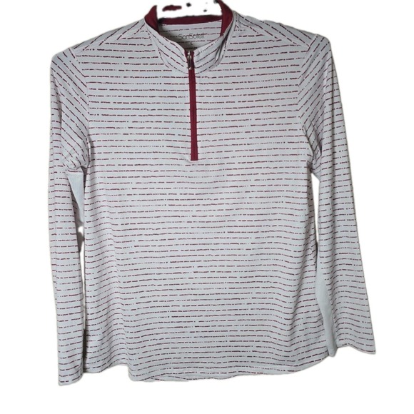 Sansoleil Tops - SanSoleil Women's Red White Stripe 1/4 Zip Golf Polo Size Large UPF 50 t8